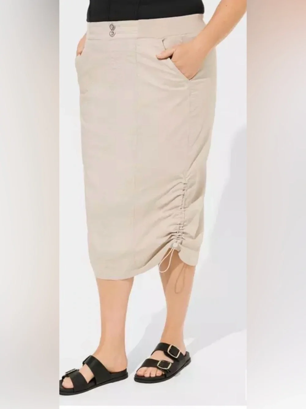 Torrid Maxi Poplin Cargo Skirt - Beige - Torrid Size 00 - 10 -